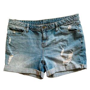ANA A New Approach Womens Jean Denim Shorts Sz 32 14P Distressed Folded Hem